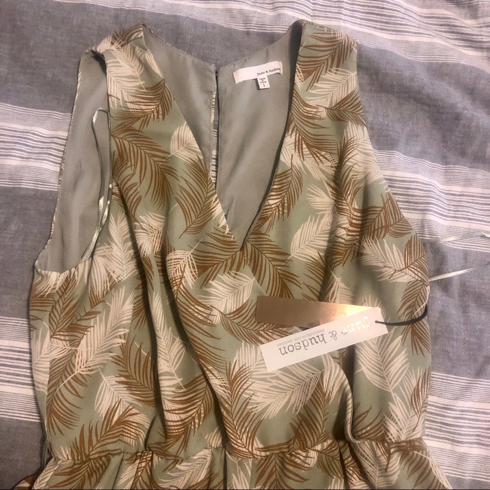 NWT green print jumpsuit midi length wide leg
